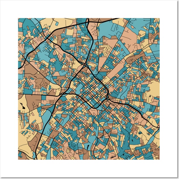 Charlotte Map Pattern in Mid Century Pastel Wall Art by PatternMaps